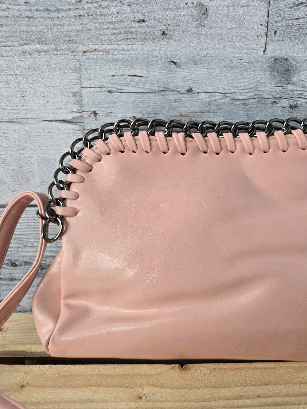 Gothic Pink Vegan Cross Body Bag Chain Clutch Purse - Picture 8 of 13